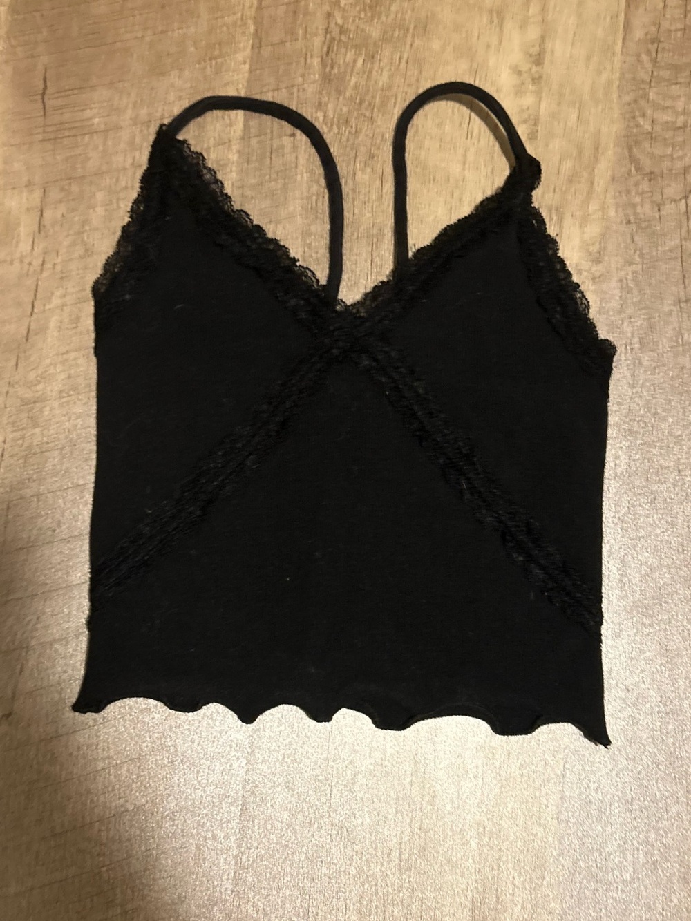 Fashion Nova Black Lace Trim V-Neck Cami